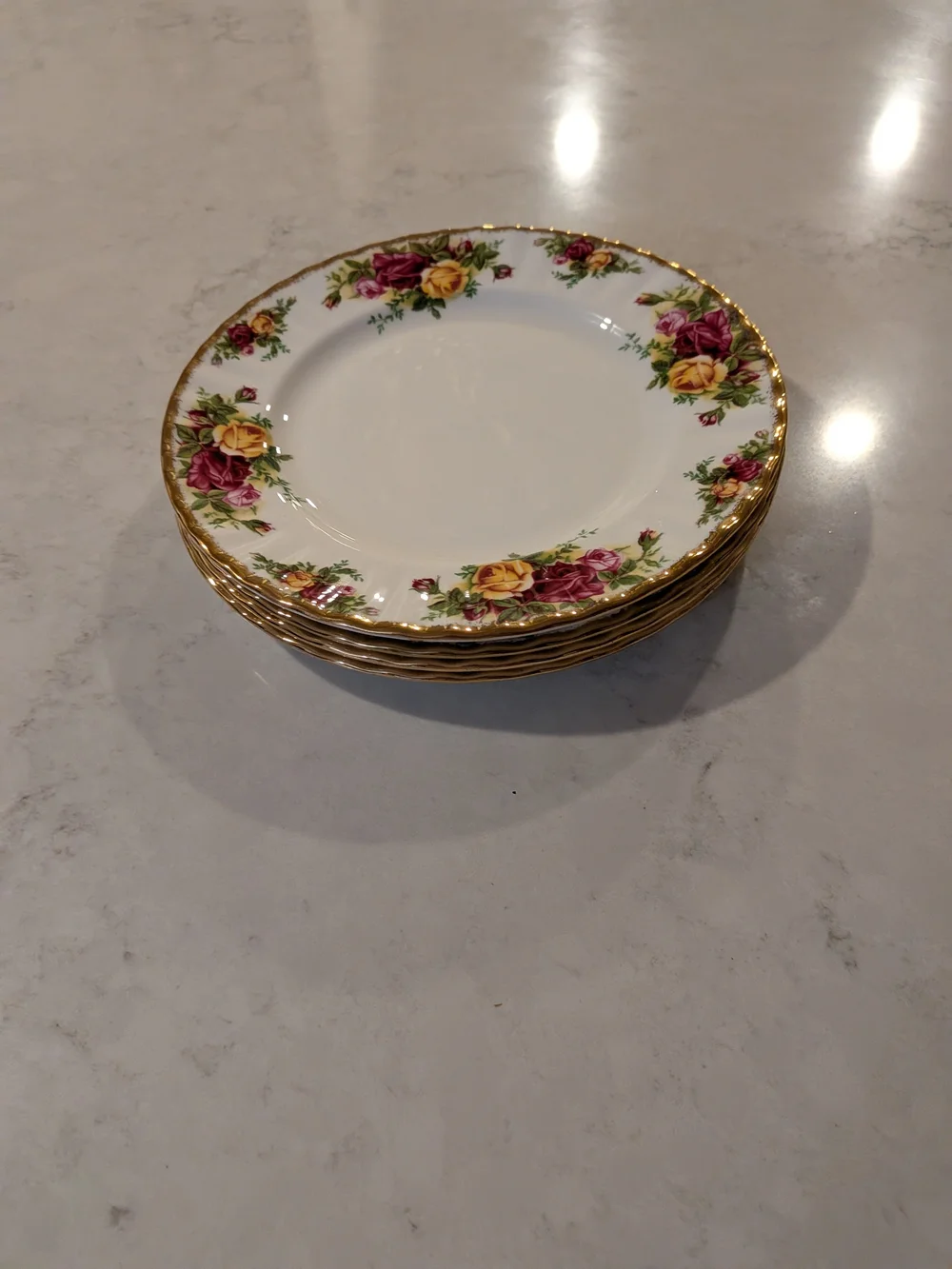 Vintage 1960s Old Roses Country Royal Albert Salad Bred Plates 8